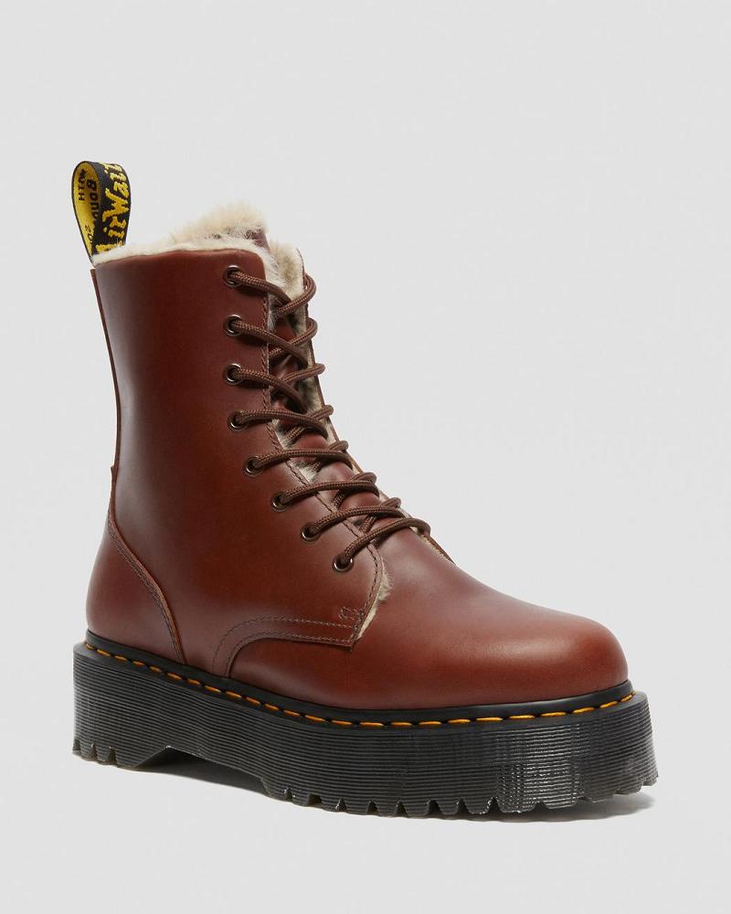 Botas Plataforma Dr Martens Jadon Faux Fur Forro Hombre Marrom | MX 258GSO